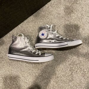 Silver converse all star high tops